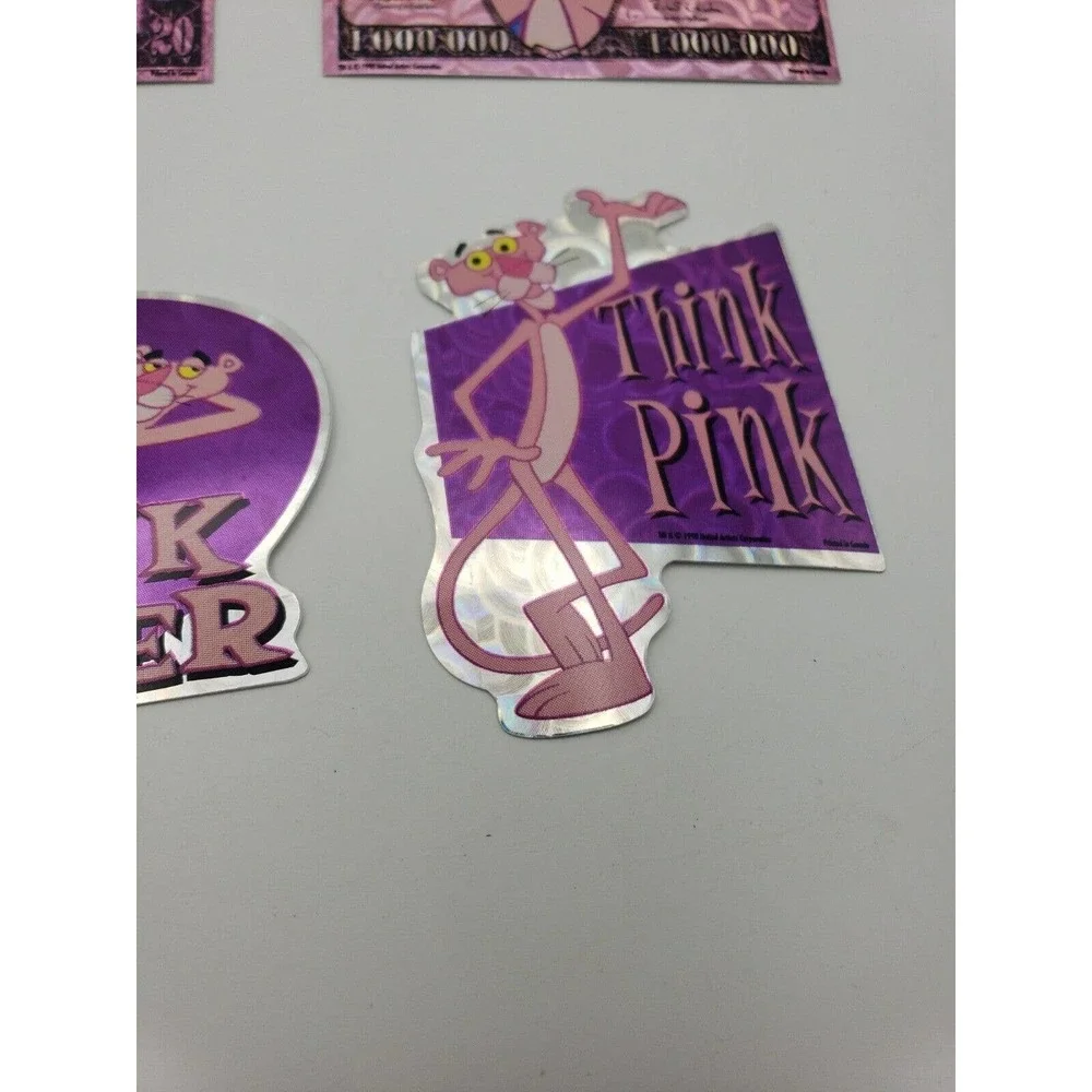6 Vintage Stickers Pink Panther Cartoon Prism Vending Machine Stickers 1998